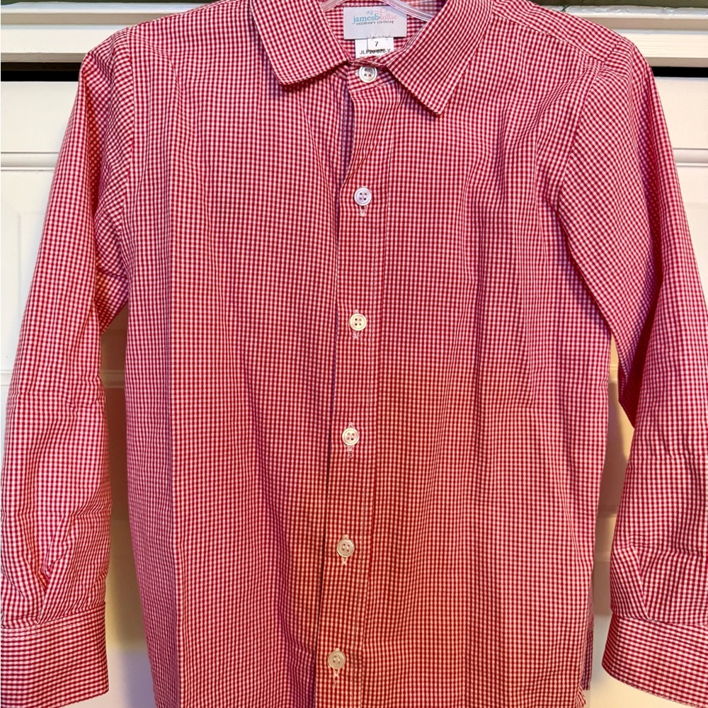 Red Gingham Button-Up Shirt